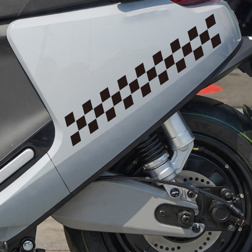 Scooter Helmet Set - 2pcs Checkered Flag Motorcycle Decals for